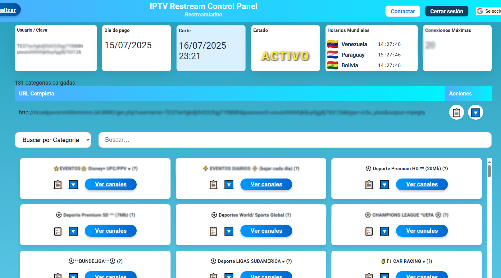 IPTV Restream Control Panel